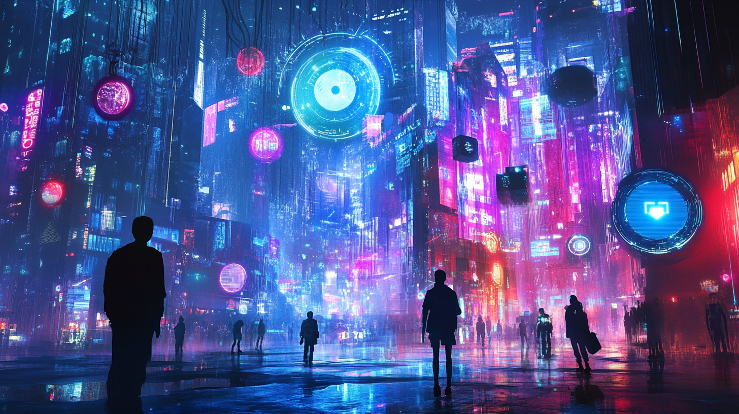 a group of people walking in a city ai