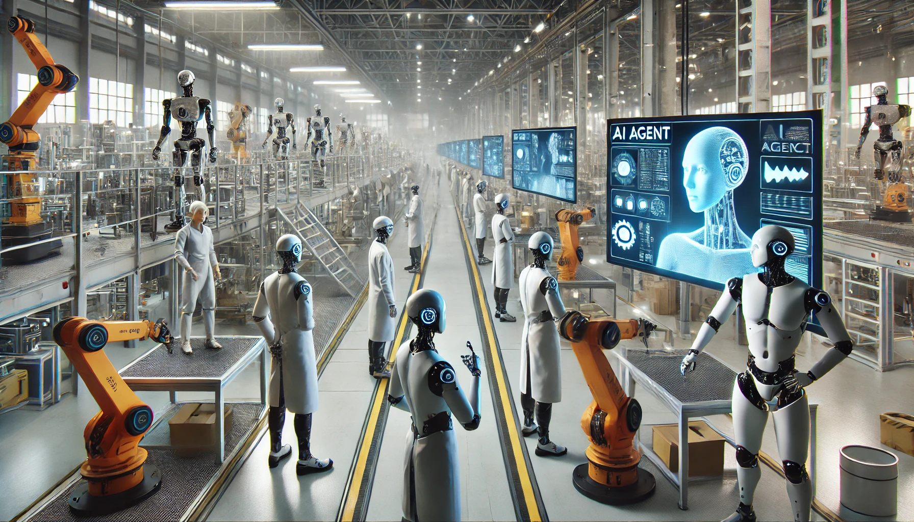 a group of robots in a factory agent ai